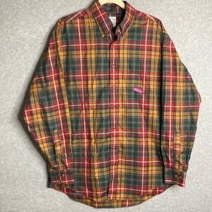 Brooks Brothers 346 Medium Plaid Windowpane Shirt Button Down Long Sleeve *stain